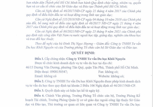 DU HỌC KHÔI NGUYÊN
